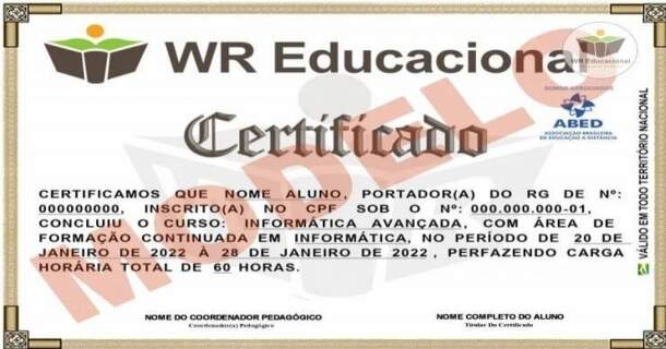 Certificado WR Educacional Frente